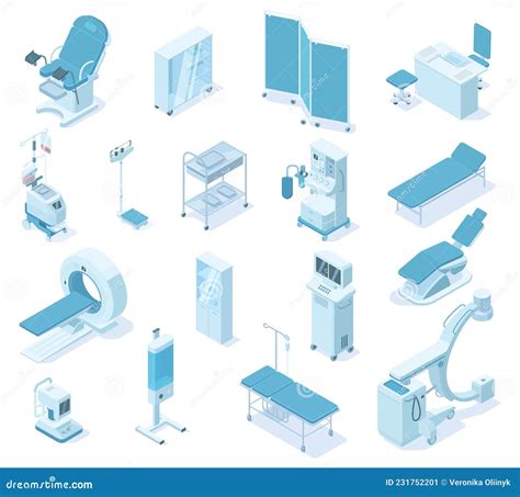 Isometric Hospital Clinic Medical Diagnostic Equipment Tools