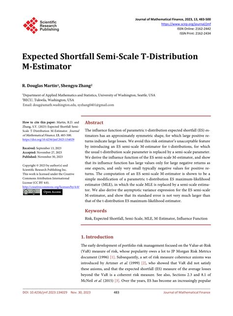 PDF Expected Shortfall Semi Scale T Distribution M Estimator