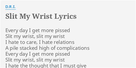 Slit My Wrist Lyrics By D R I Every Day I Get