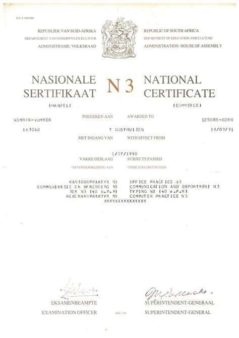 National Certificate N3