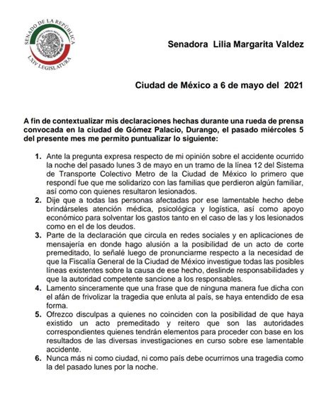 Senadora Margarita Valdez On Twitter Ofrezco Disculpas A Quienes No