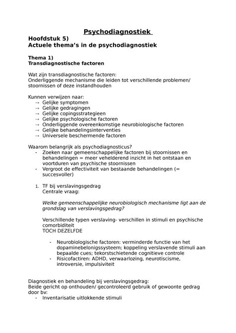 Hst 5 Thema 1 Hst 5 Psychodiagnostiek Hoofdstuk 5 Actuele Themas