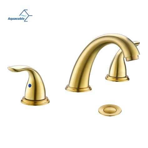 Aquacubic Widespread Brushed Gold American Style Dual Handle Three Hole