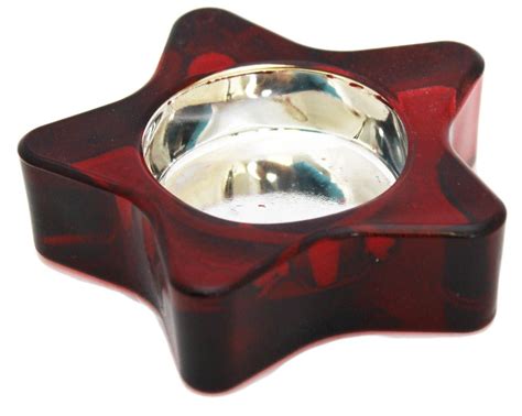 Metallic Red Glass Star Tealight Candle Holder Glass Stars Tea