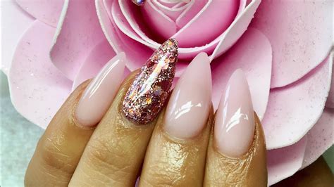 BABY PINK ALMOND ACRYLIC NAILS - YouTube