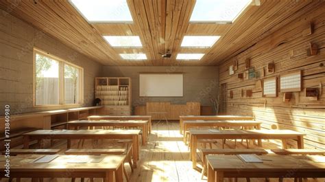 Contemporary Wooden Classroom Interior Modern Classroom Stock Illustration Adobe Stock