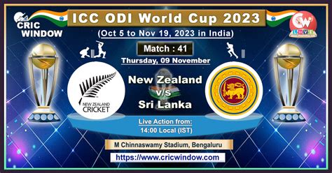 Nz Vs Sl Icc World Cup Live Score And Report