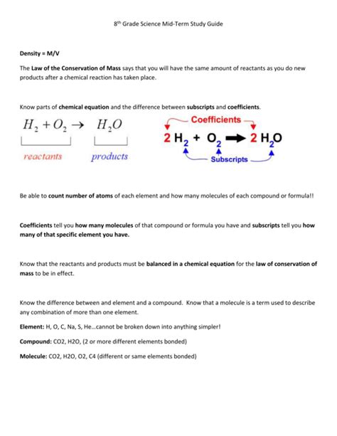 8th Grade Science Mid Term Study Guide