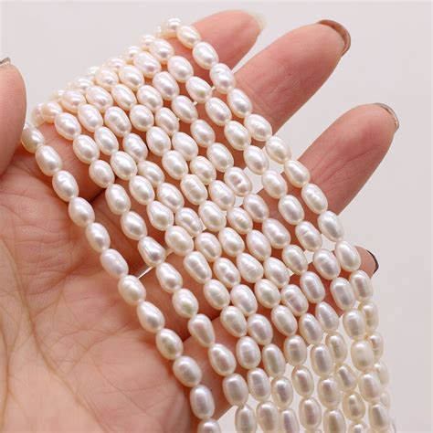 Real Natural P Rolas Beads Freshwater Pearl Bead Loose Round Rice Forma