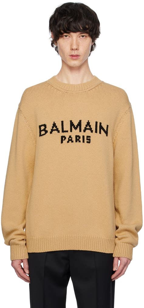 Balmain Beige Jacquard Sweater Balmain