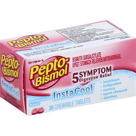 Pepto Bismol Insta Cool Upset Stomach Reliever Antidiarrheal Chewable