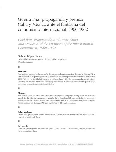 PDF Guerra Fría propaganda y prensa Cuba y México ante el PDF