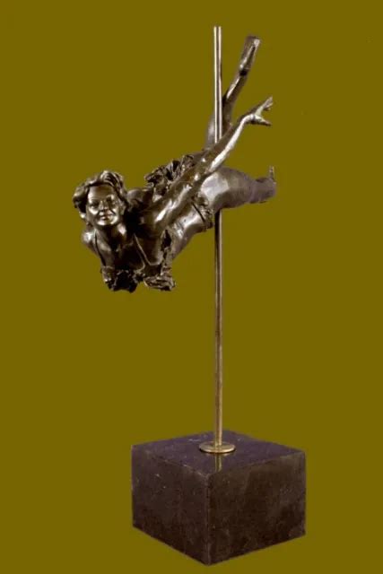 Art Deco Contemporary Olympian Gymnast Nude Female Girl Bronze Statue Decor Eur