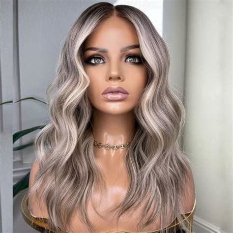 Amazon Quinlux Natural Wave HD Lace WigP18 613 Ombre Ash Blonde