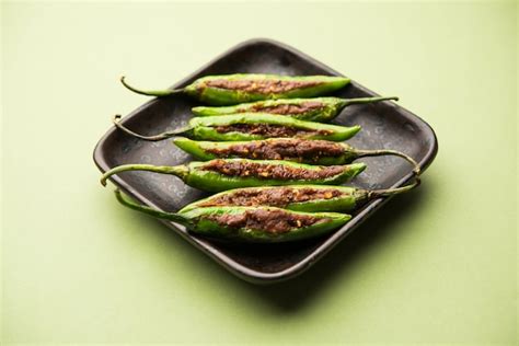 Premium Photo Bharwa Masala Mirch Or Stuffed Green Chillies Or Bharli