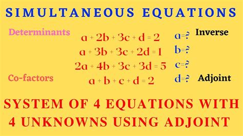 Simultaneous Equations 4 Equations 4 Unknowns EASIEST Way To Solve