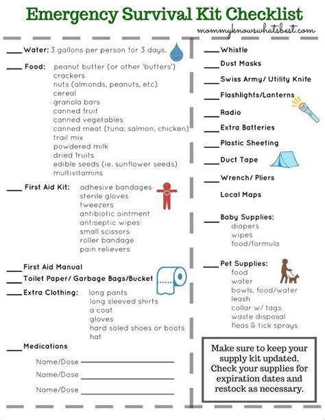 FREE Emergency Survival Kit Checklist Printable | Emergency survival ...