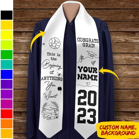 Custom Name Class Of 2023 Stoles Sash Graduation T Extrabily