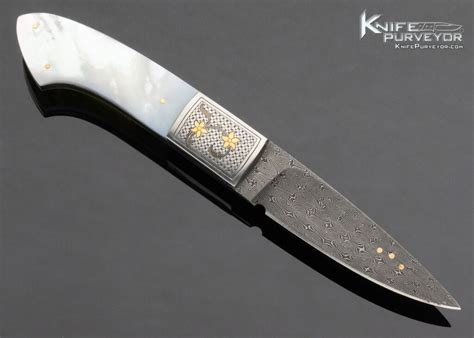 Don Cowles Custom Knife Jim Small Engraved Pearl And Damascus Gent S