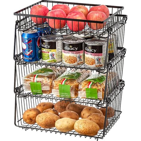 Rebrilliant Tier Large Stackable Baskets Wire Storage Produce Basket