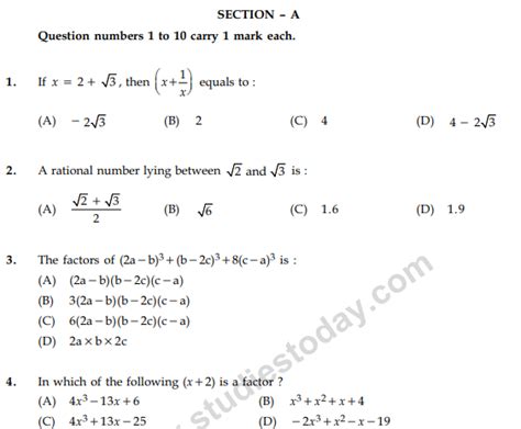 Cbse Class 9 Mathematics Sample Paper Set 41