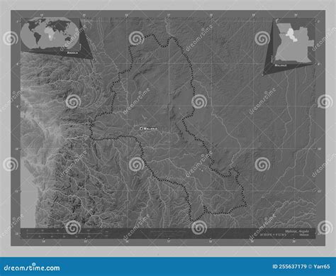 Malanje Angola Grayscale Labelled Points Of Cities Stock