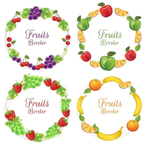 Collezione Di Cornici Per Frutta Vettore Premium