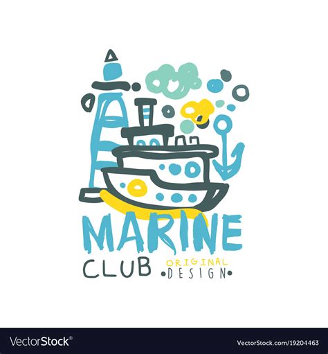 Creative sea club logo design template Royalty Free Vector