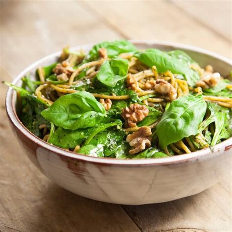 Spaghetti With Spinach And Walnut Pesto Recipe Riverford