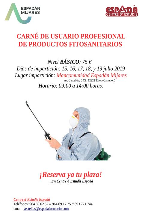 CARNET USUARIO PROFESIONAL DE PRODUCTOS FITOSANITARIOS Mancomunidad