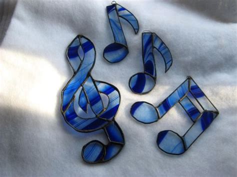 Buy Custom Made Blue Stained Glass Musical Single Note With Swirls Made To Order From Glass