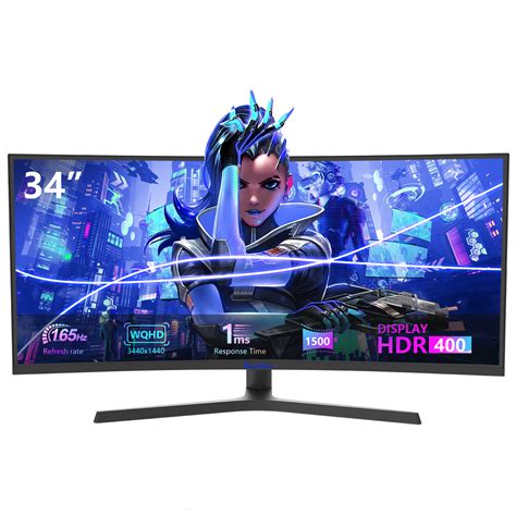 Sealan 34 Inch High Resolution Curved Ultrawide Gaming Monitor 165hz Uwqhd Freesync Hdmi