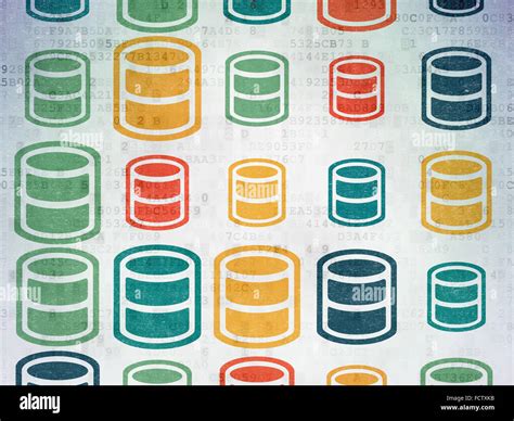 Database concept: Database icons on Digital Paper background Stock ...