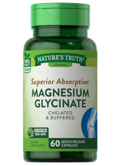 Magnésio Glicinato 120mg 60 Cápsulas Natures Truth