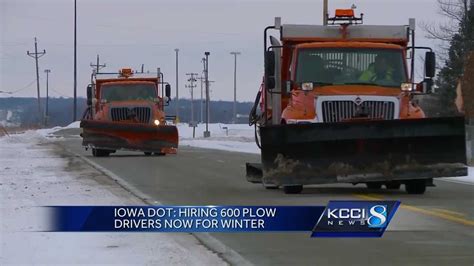 Iowa DOT to hire 600 plow drivers before first snow