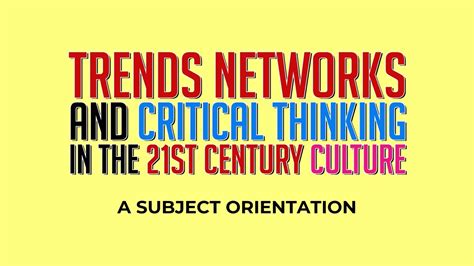 Trends Networks And Critical Thinking Subject Orientation YouTube