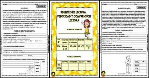 3º GRADO REGISTRO DE LECTURA VELOCIDAD Y COMPRENSIÓN LECTORA