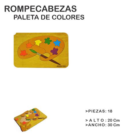 Rompecabezas Did Ctico Encastre En Madera MDF Paleta De Colores