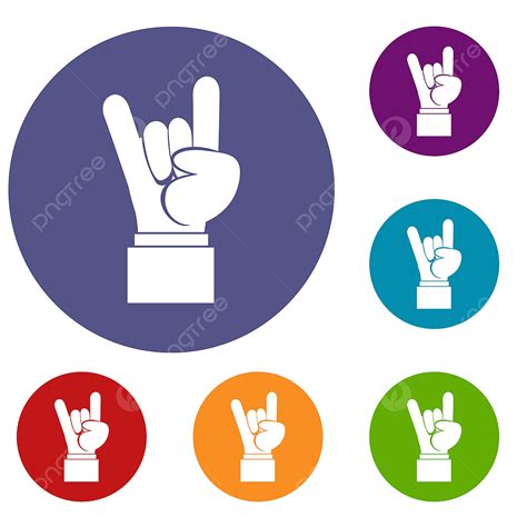 Rock Hand Sign Clipart Hd PNG Rock And Roll Hand Sign Icons Set Hand