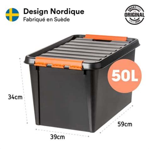 Grande Boîte de rangement noire Incassable 50 litres