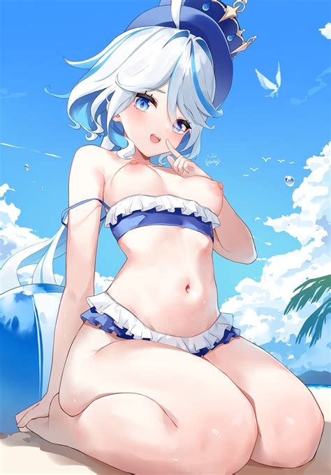 Hiaoba Genshin Impact Furina Bikini Breasts Heterochromia Nipples