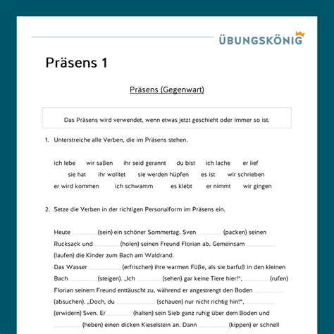 Königspaket Zeitformen Der Verben Präsens Deutsch Mittelschule