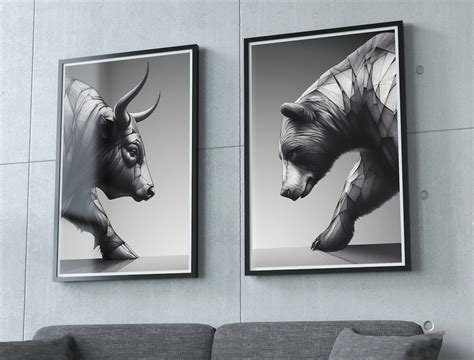 Stock Market Bull, Bear Art for Traders Gift or Crypto Decor - Etsy