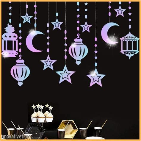 Hari Raya 2024 EID Mubarak Swirl Banner Star Moon Ceiling Hanging