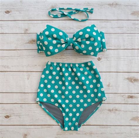 Glamorous Polka Dot Bow Bikini Set Etsy UK Bow Bikini Vintage Style Bathing Suit Bikinis