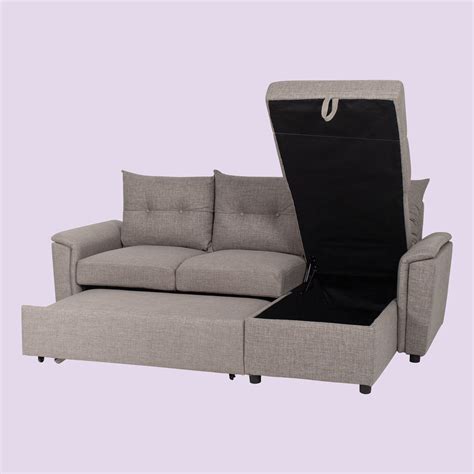 L Shape Sofa Bed With Storage Sofa Bed With Storage Grey Fabric Sofa