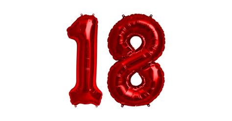 Bright Red 18th Birthday Metallic Helium Balloons Numbers - 18th ...