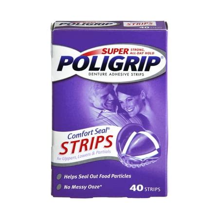 Poligrip Super Comfort Seal Denture Adhesive Strips - 40 CT - Walmart.com