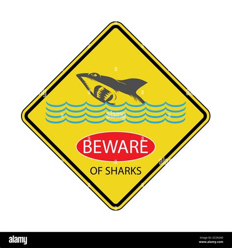 Danger Shark Zone Beware Of Sharks Yellow Square Warning Sign