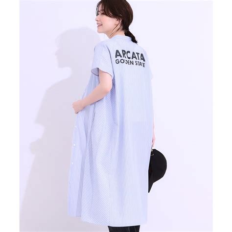 キューティーブロンド Cutie Blonde バックロゴストライプシャツワンピース サックスブルー 390 ファッション通販 MAGASEEK マガシーク